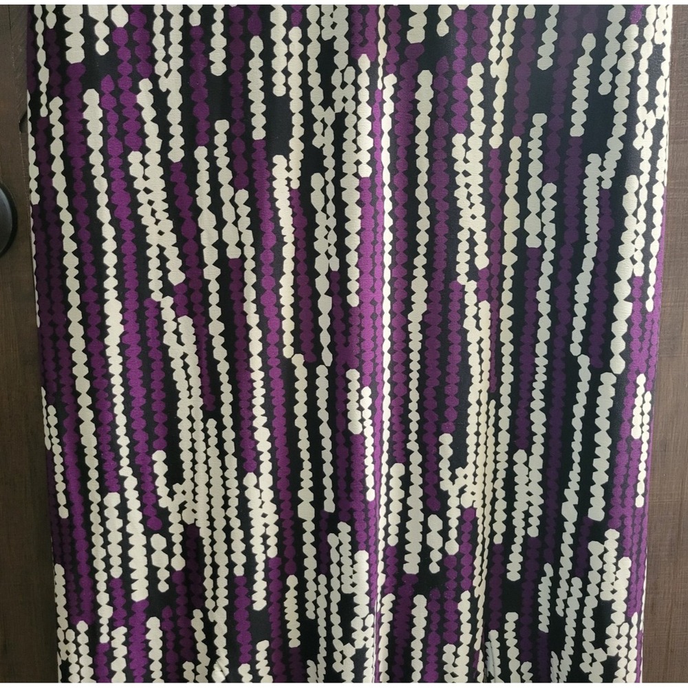 Donna Morgan Midi Dress SIze 16 Short Sleeve Purple Black White Geometric Design - Picture 4 of 10